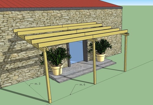 Pergola addossata 3x6 legno - , di