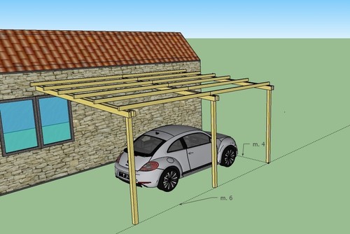 Pergola addossata 4x6 - , tettoia
